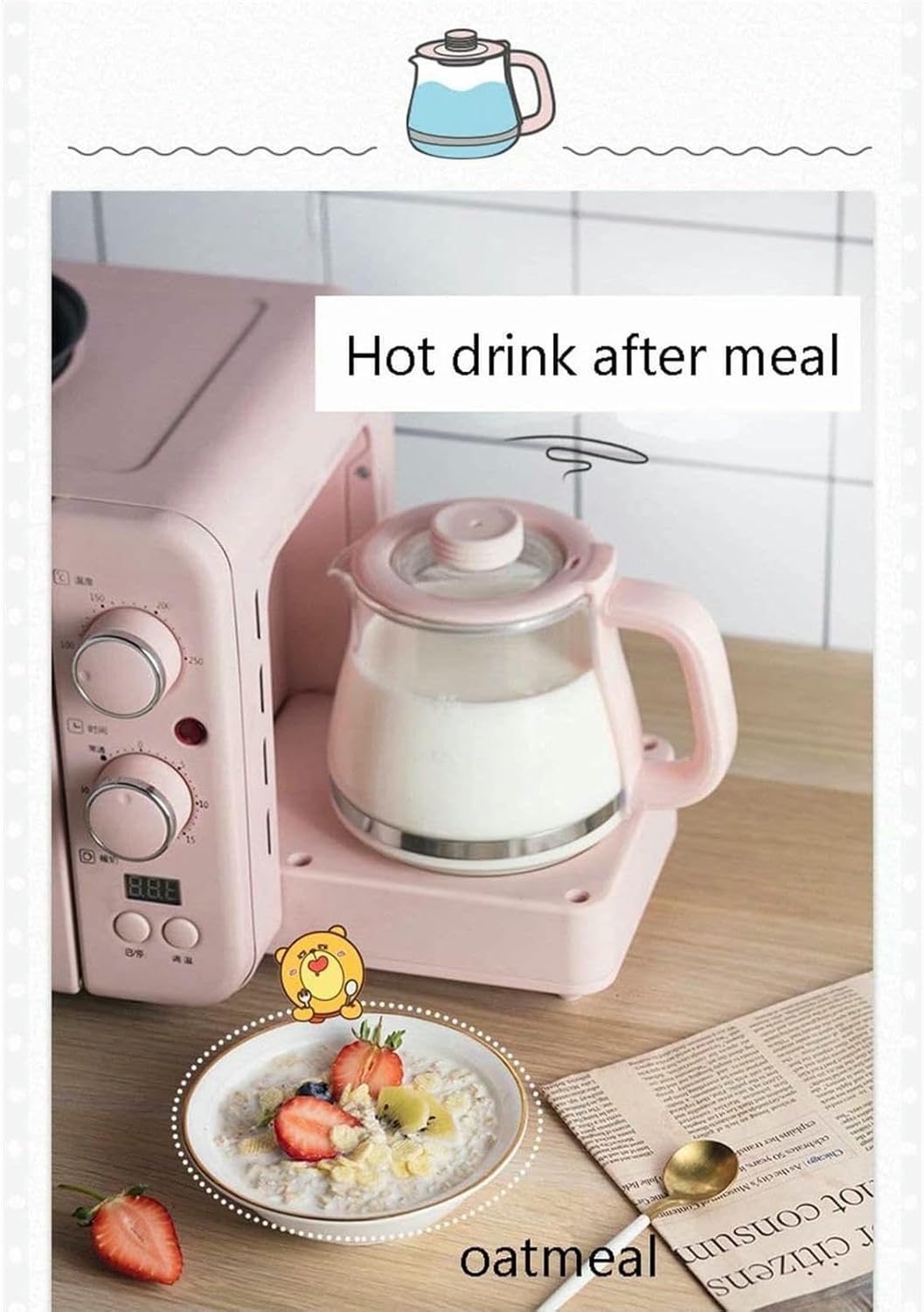 3 in 1 Multifunction Breakfast Maker Machine, Breakfast Maker Station, with Mini Electric Oven, for Baking, Frying