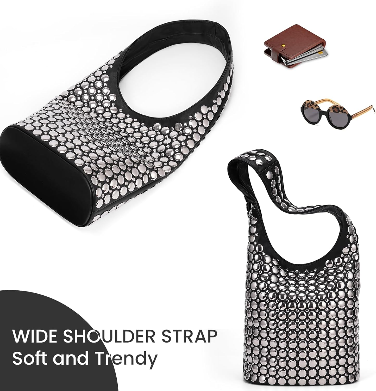 YFGBCX Vegan Leather Tote Bag Studded Purses for Women Y2K Purse Fall Hobo Bag Portuguese Stud Shoulder Handbag | Vegan Leather, Studded, Y2K Purse, Fall, Portuguese Stud, Shoulder - Image 4