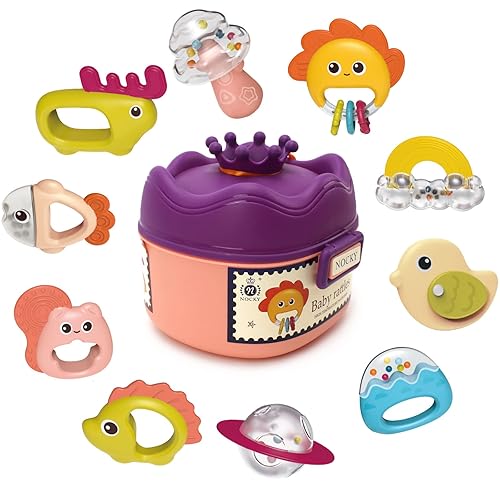 Xmasmate Juguetes de sonajero para recién nacidos juguetes para bebés mordedores para niñas y niños de 0 a 3 a 6 a 9 a 12 meses juego de sonajero
