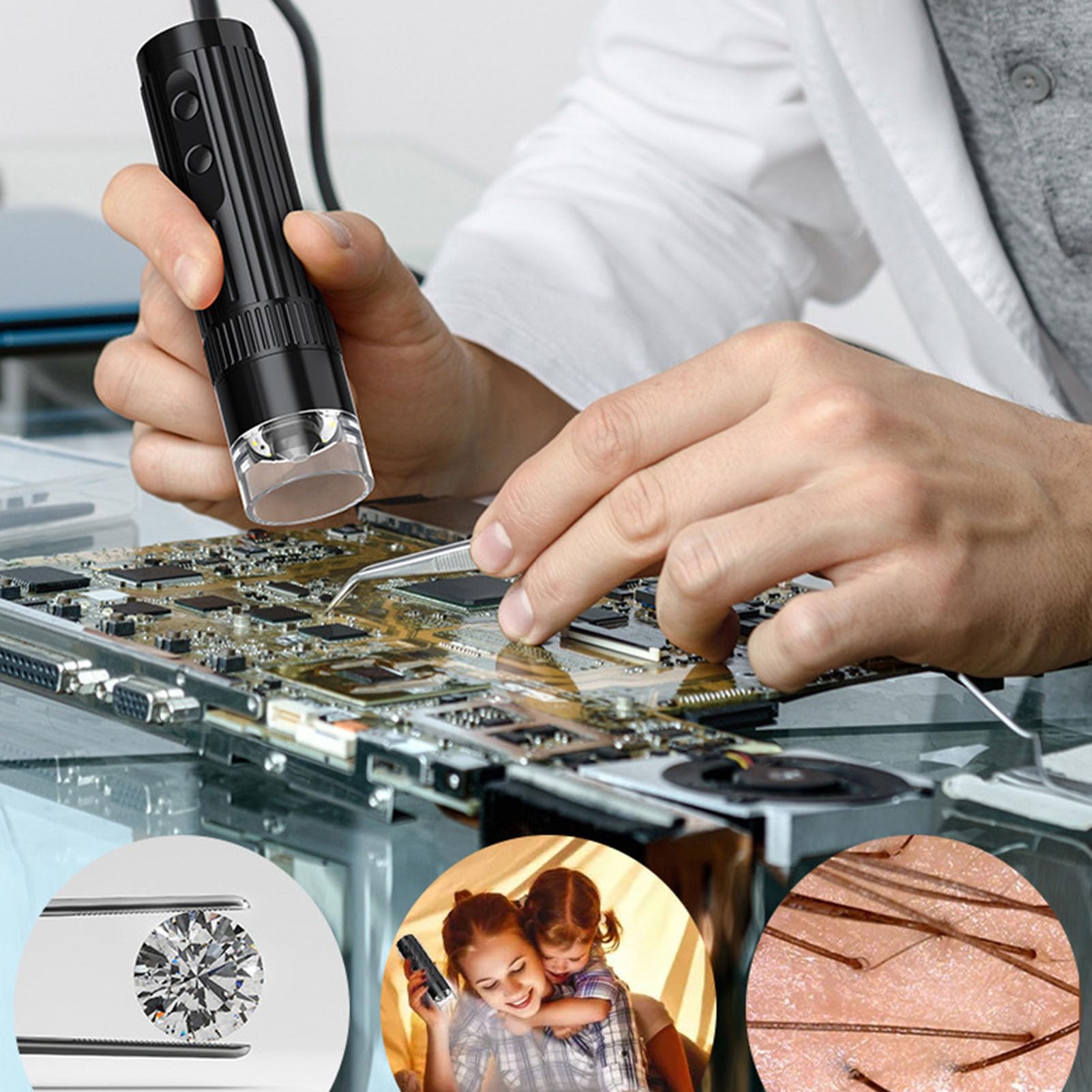Microscopio Digital, Aumento de 50X a 1000X, Microscopio Portátil WiFi, Estudiantes y Exploración de la Naturaleza