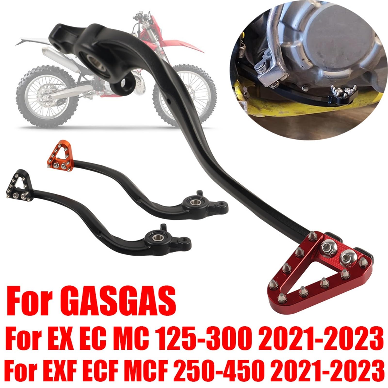 Accessori for moto Leva del pedale del freno posteriore adatta for GasGas EX EC MC 125 250 300 EC 300 Adatta for GasGas EC 250F 350F 450F 2021-2023(Red)