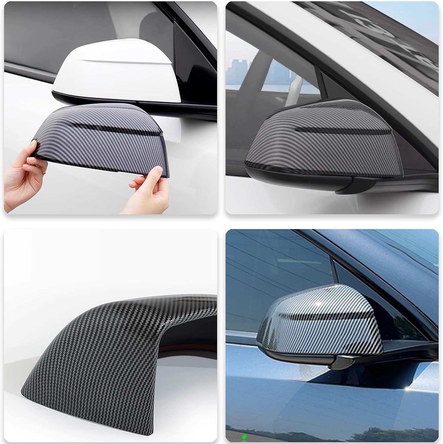 Fit Tesla Model Y Juniper Rearview Mirror Guard Cover,For ABS Side Mirroe Cover Exterior Accessories Compatible With Tesla Model Y Juniper 2025 2026(Glossy Carbon Pattern)