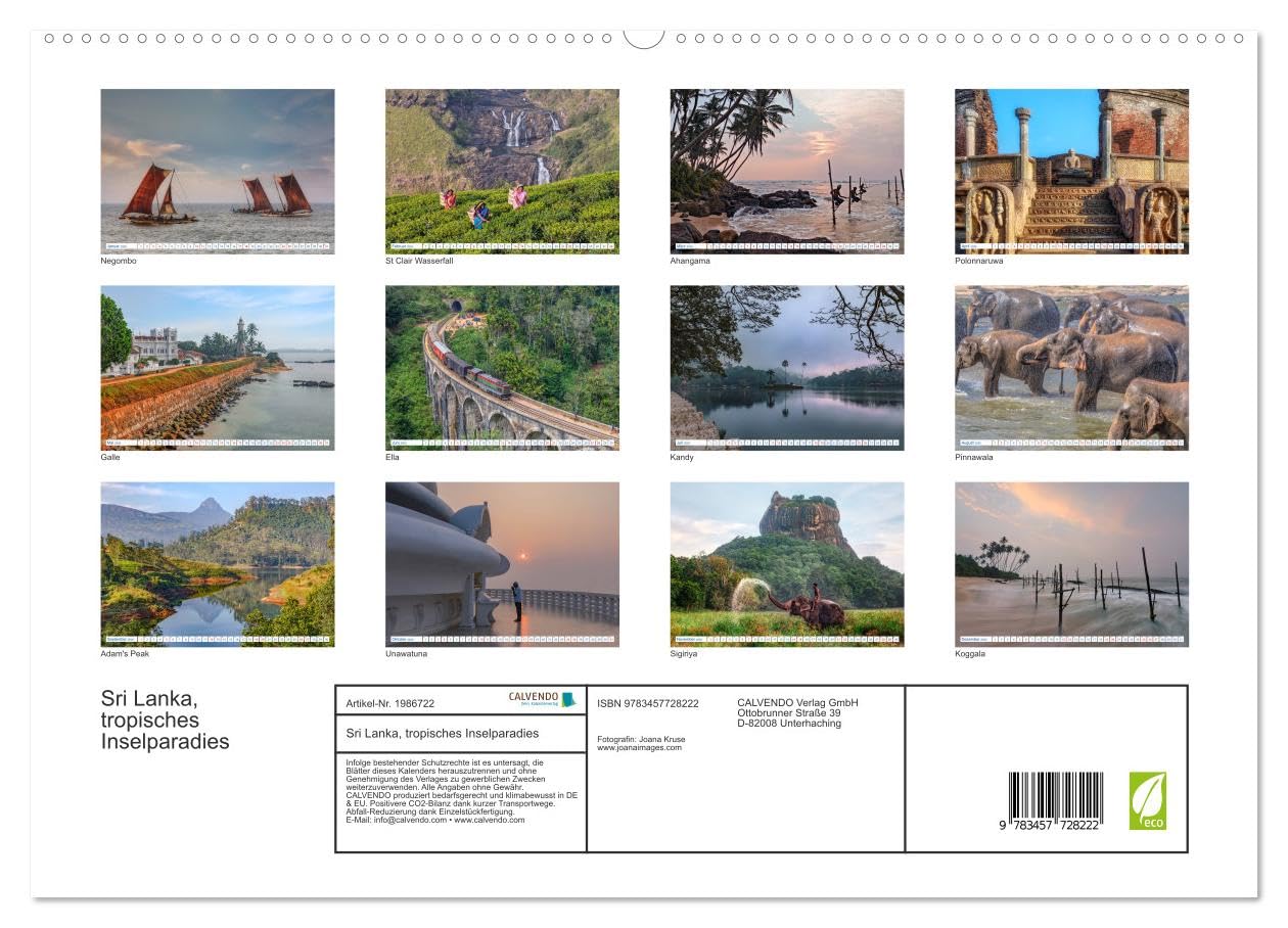 Sri Lanka, tropisches Inselparadies (hochwertiger Premium Wandkalender 2026 DIN A2 quer), Kunstdruck in Hochglanz: Endlose Strände mit Kokospalmen, ... durch seine Vielfalt. (CALVENDO Orte)