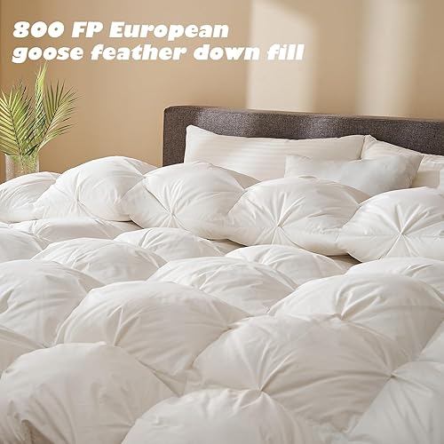 Miniatura 3 de Hotel Collection - Edredón de plumas de ganso, edredón de plumas de lujo, tamaño King con funda plisada de pellizco, ropa de cama esponjosa con 8