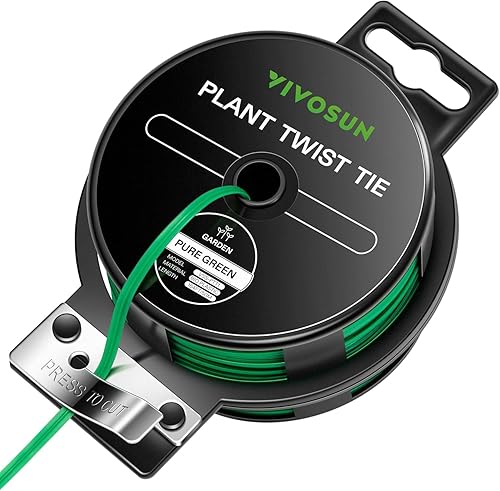 VIVOSUN Corbata giratoria recubierta de polietileno de 164 pies, dispensador de carrete con cortador seguro para plantas de jardín multifunción,