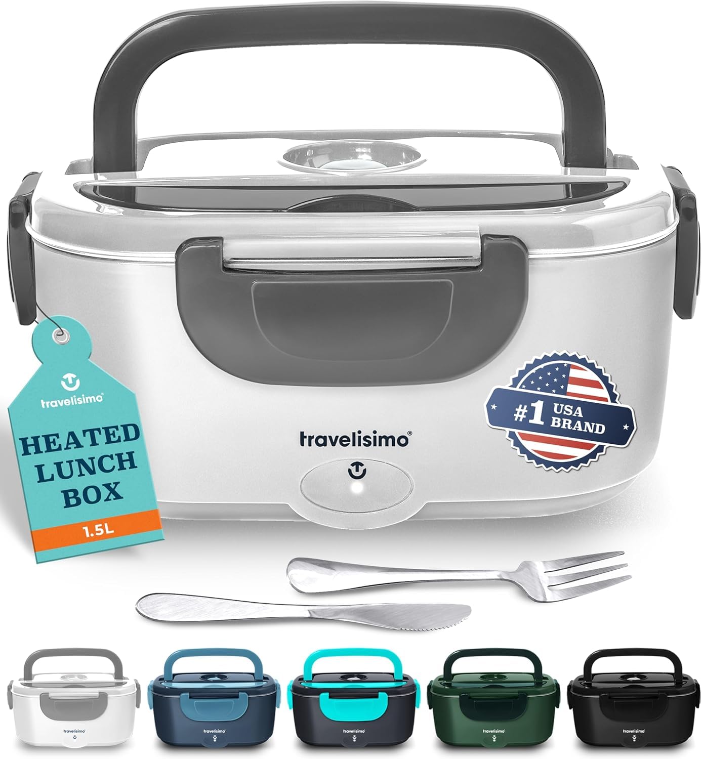 TRAVELISIMO Electric Lunch Box 3 in 1 60W, Heated Lunch Boxes for Adults for Car, Truck, Home and Work 12V 24V & 110V, Loncheras Electricas para Calentar Almuerzo & carry bag