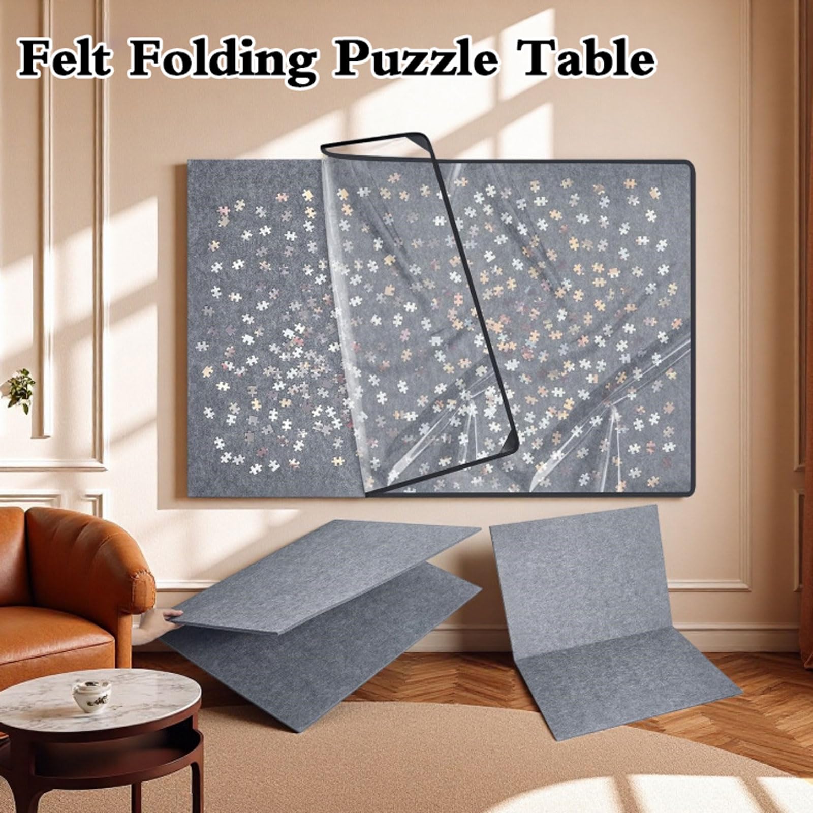 Tavolo Puzzle Pieghevole in Feltro,Tavolo Puzzle Portatile,Leggero Piano di Puzzles in Feltro,Salvaspazio,Antiscivolo,per Regali di Gioco Adatti ad Adulti e Bambino