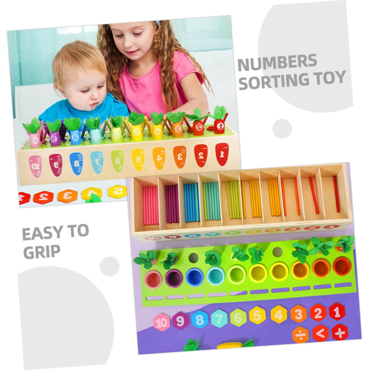 Holzspielzeug Karotten Passendes Spiel Zahlen Sortieren Lernen Kleinkinder Spielzeug Zum Zuordnen Von Zahlen Und Farben Für Kleinkinder