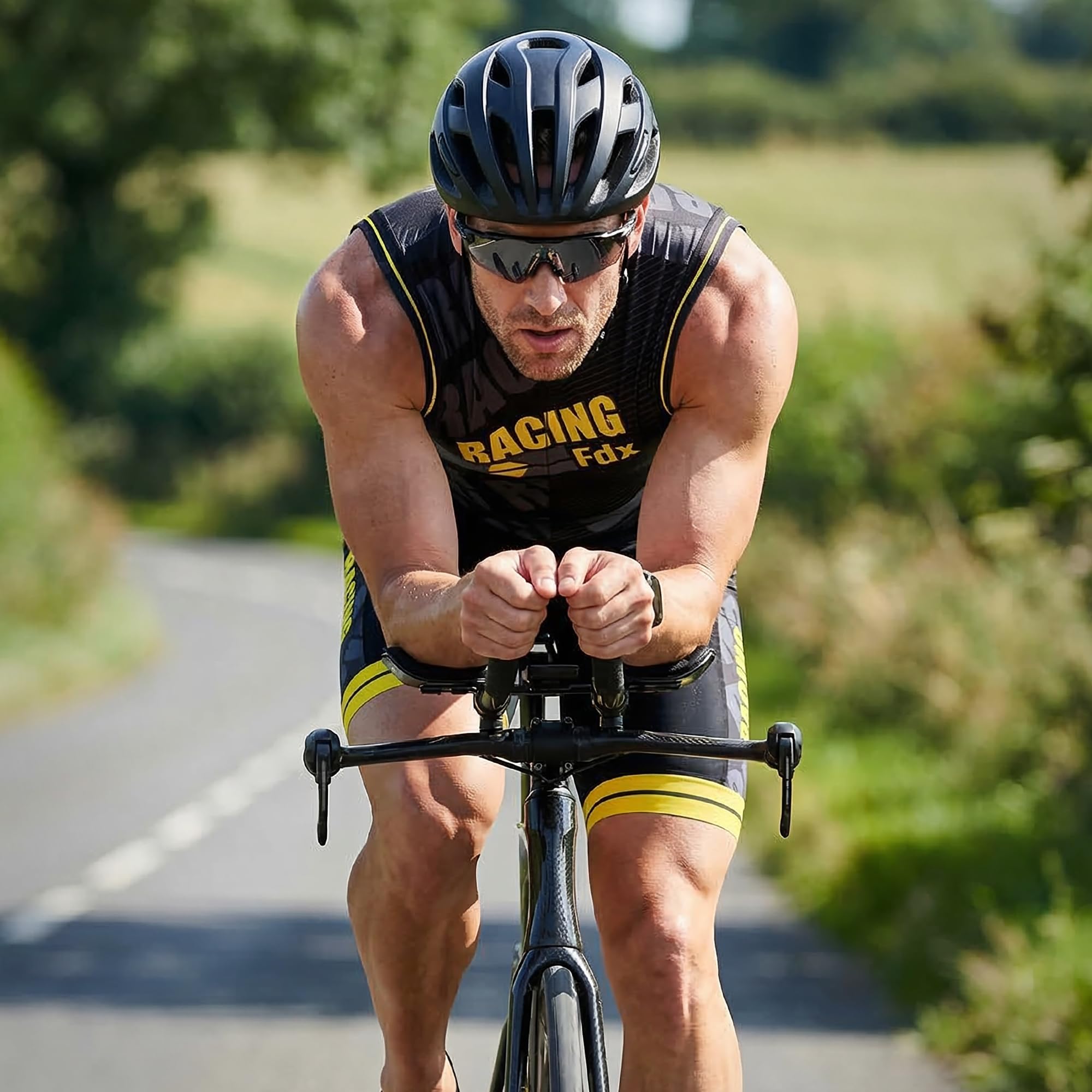FDX Męski triathlon trójczęściowy kombinezon usztywniany kompresyjny do biegania pływania sublimacji kolarski kombinezon