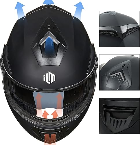 Miniatura 4 de ILM Cascos de motocicleta para adultos con doble visera ampliada ventilaciones modulares de cara completa Cascos para motos hombres mujeres DOT