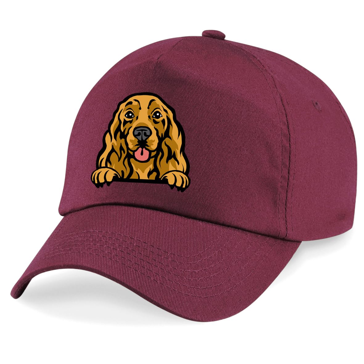 Apm Apparel Cocker Spaniel Dog Peeking Dog Unisex Baseball Cap (UK, Alpha, One Size, Maroon)