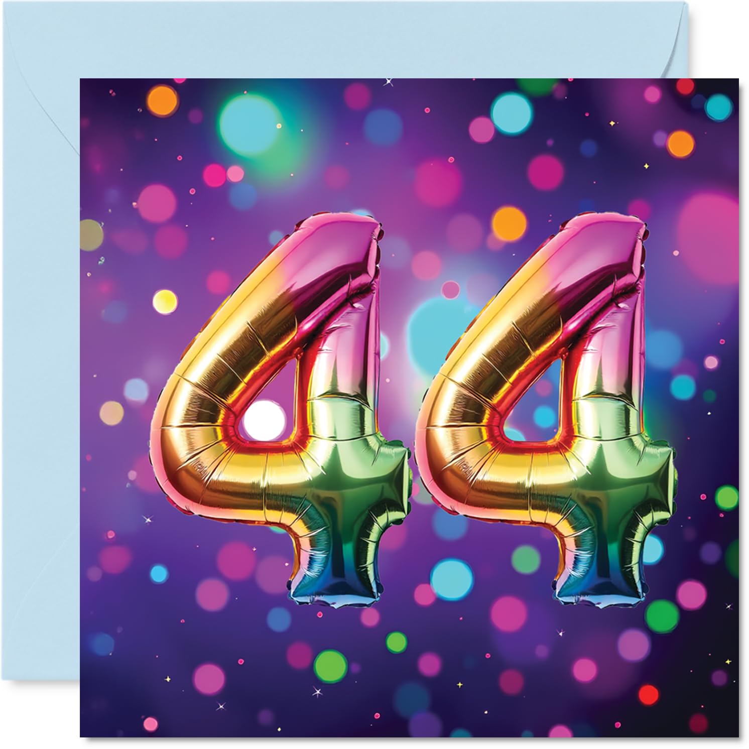 44th Birthday Cards for Women and Men, Rainbow Foil Balloon