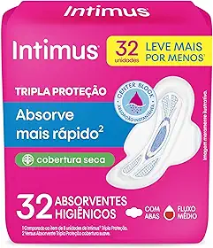 Intimus Absorvente Externo, Tripla Proteção Seca com Abas, 32 unidades