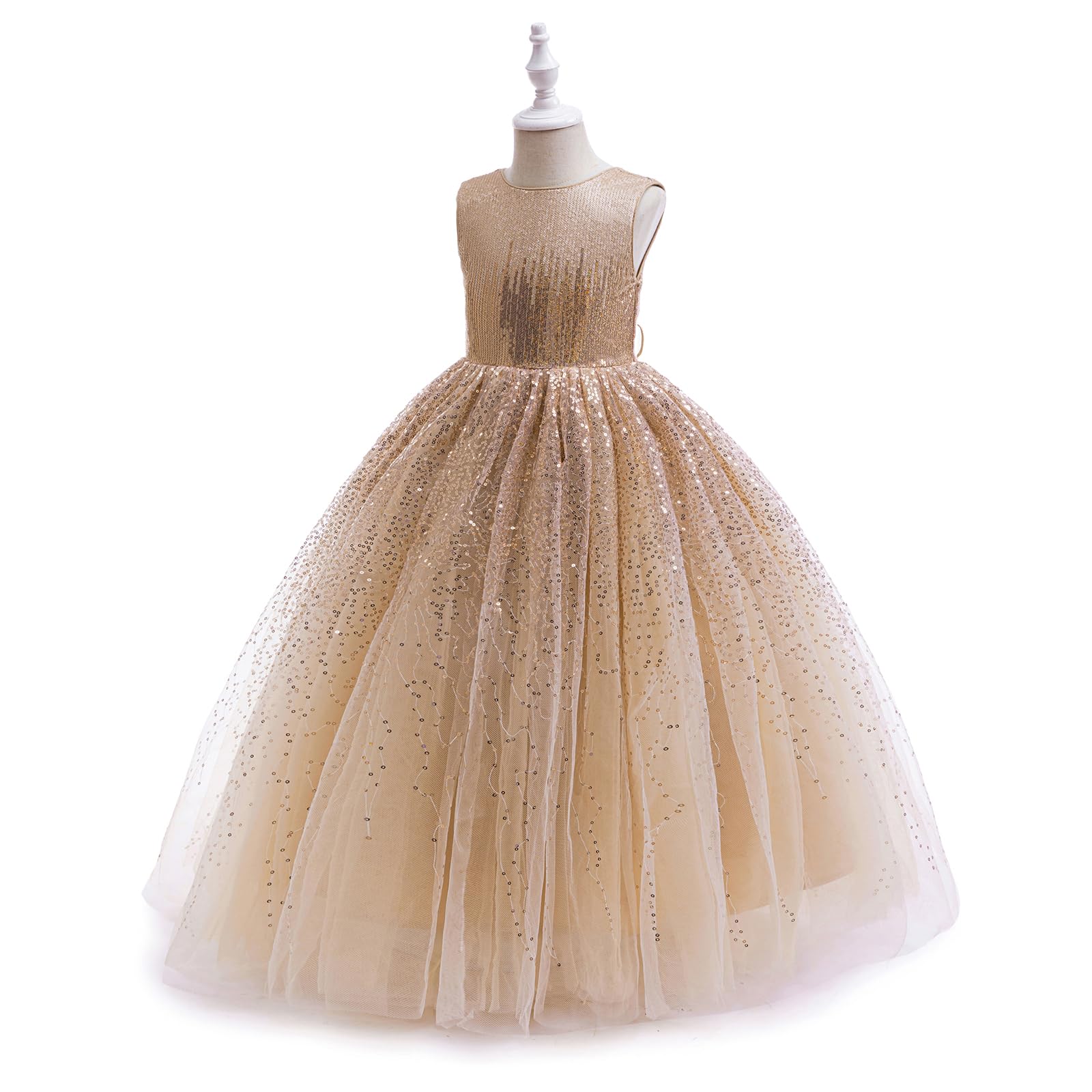 Blumenmädchenkleid mit Pailletten, glitzernd, für Hochzeit, Party, Geburtstag, Kinder, Festzug, Prinzessin, Ballkleid