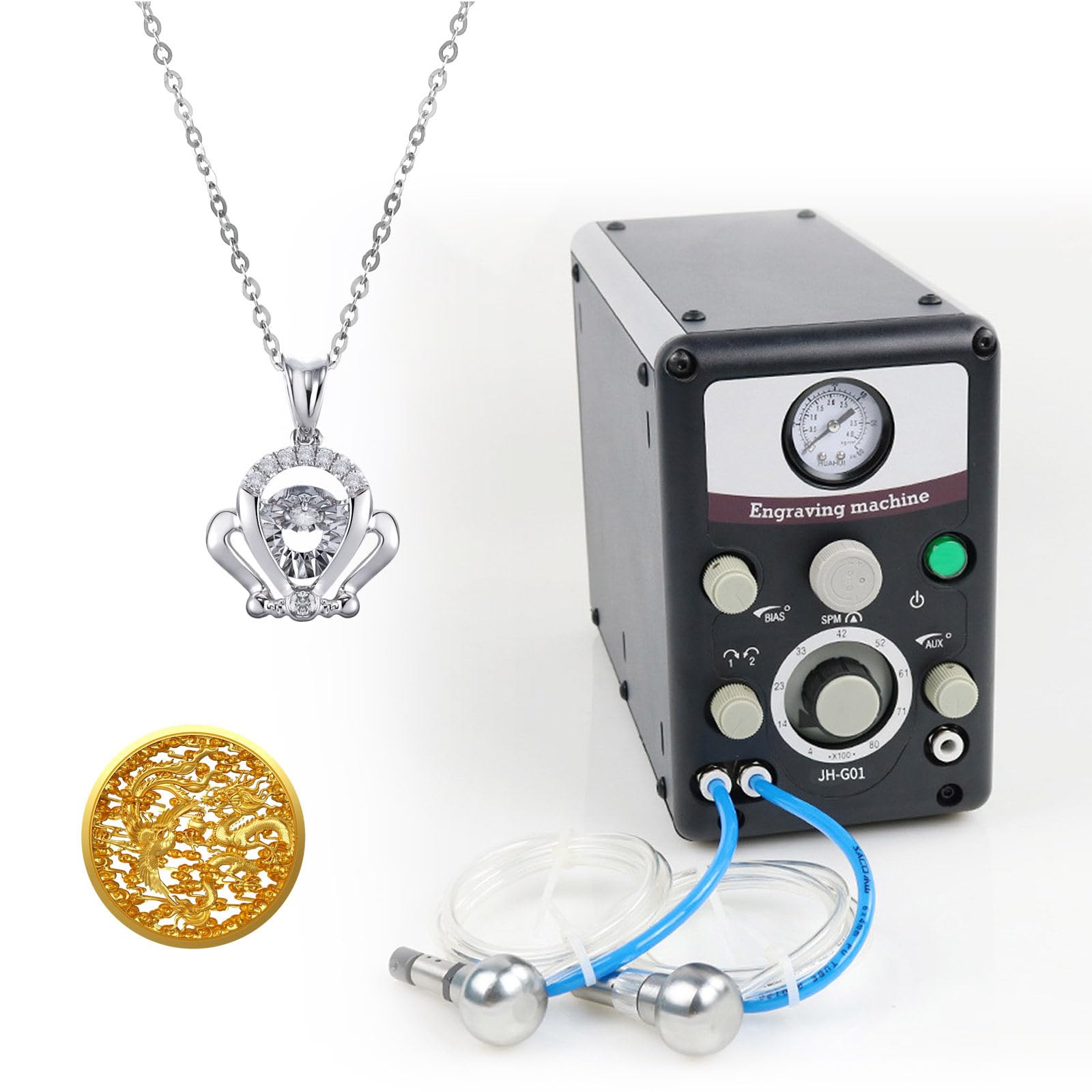 Pneumatic Impact Engraver for Rings and Metal Crafts, 400-800 RPM