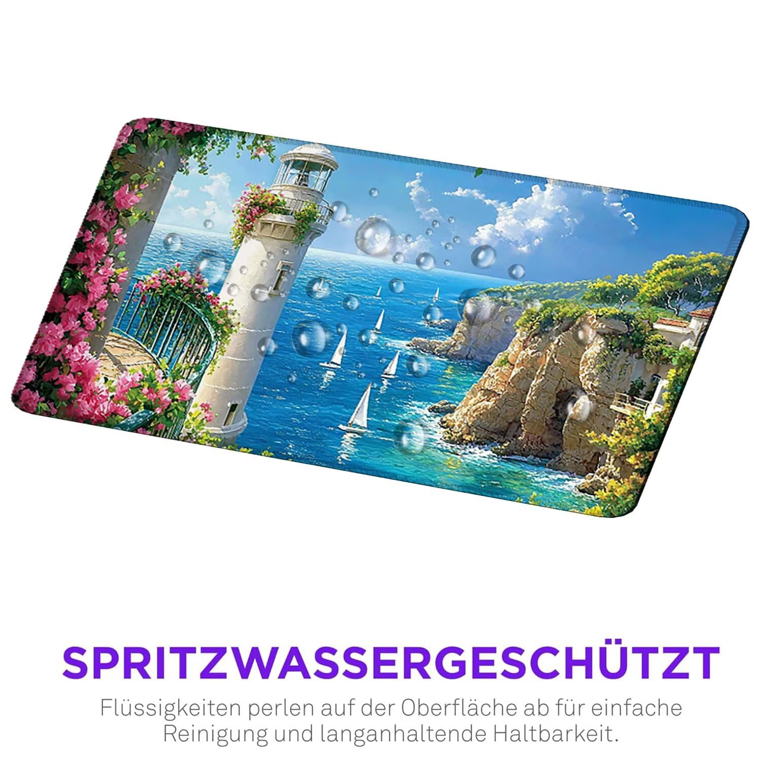 Podkładka pod mysz do gier, 1600 x 800 mm, XXL, duża gamingowa podkładka pod mysz, wodoodporna podkładka pod mysz, długa podkładka na biurko z przeszytymi krawędziami, mata na biurko z gumową podstawą