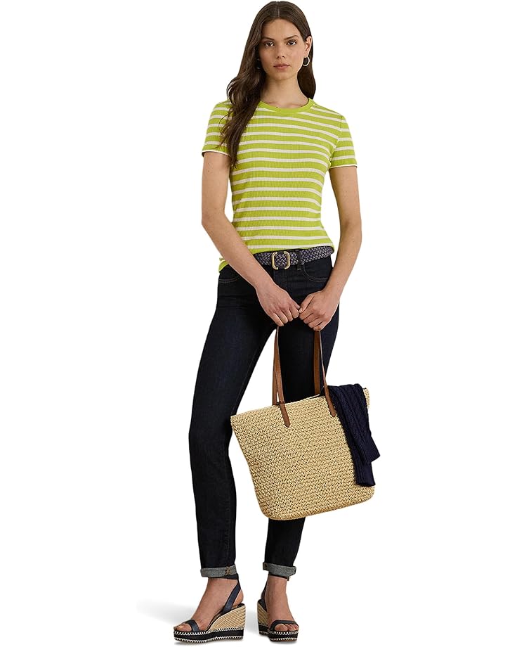 Lauren Ralph Lauren Striped Button-trim Rib-knit Tee - #4 of 4