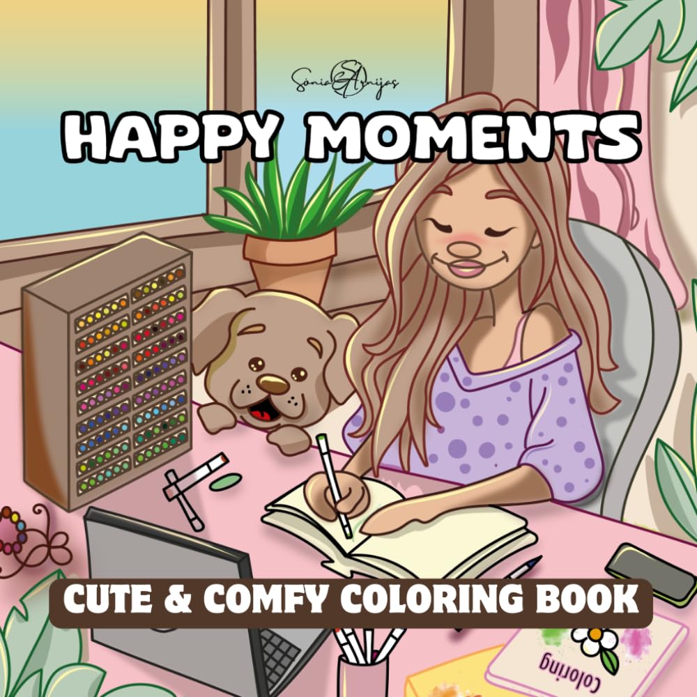 Happy moments:: Coloring Book for Adults and Teens Featuring Cute & Girly Scenes for Relaxation