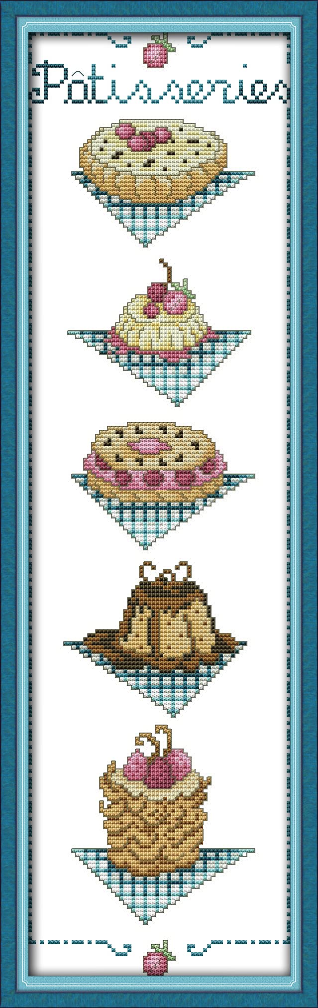 Amiiba Cake Stamped Cross Stitch Kits, Pastry Illustration Diy 11Ct 8.2X25.5 Inch (Cake)