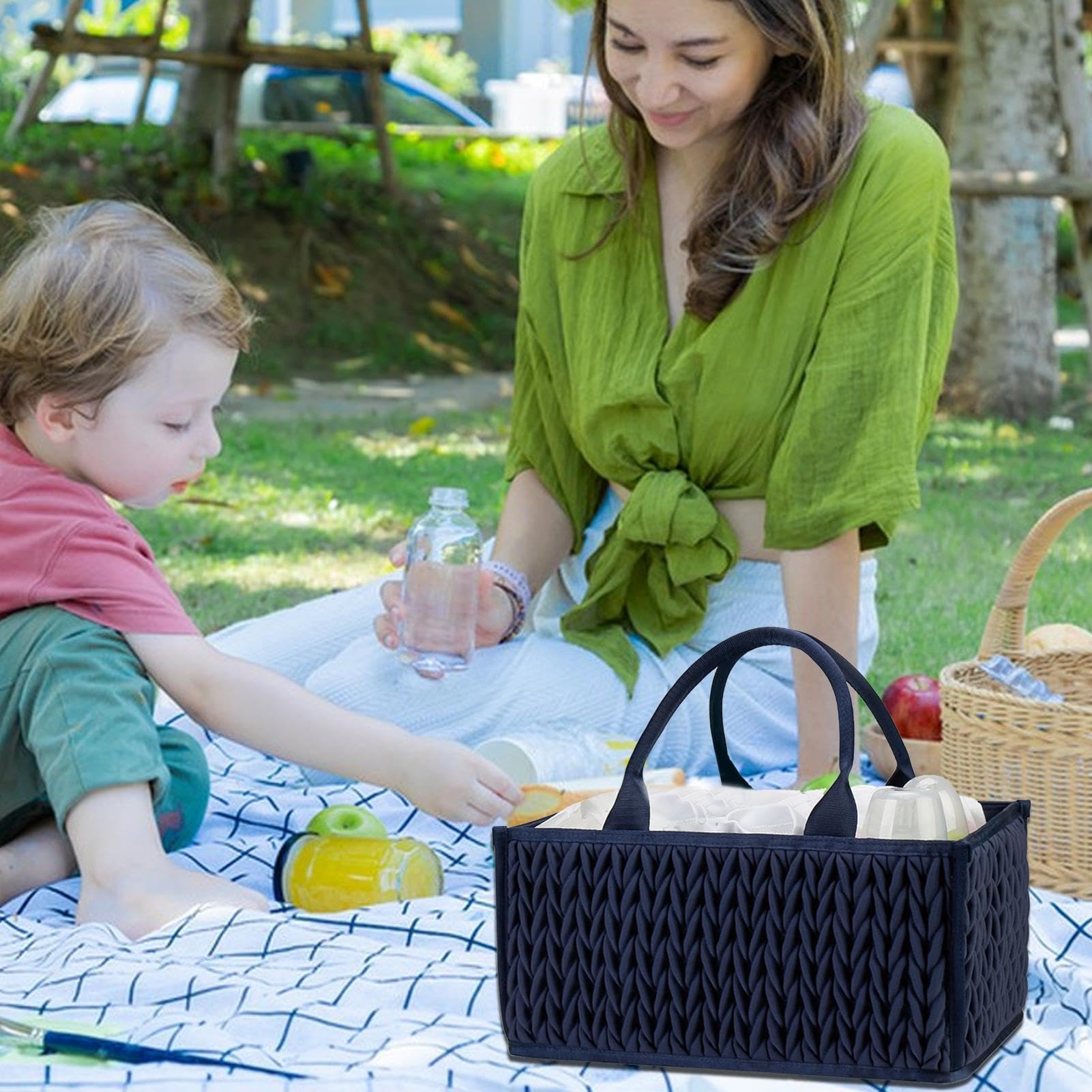 Portable Diaper Caddy Basket - Baby Diaper Organizer, Storage With Handles | Convenient Caddy For Storing Diapers, Wipes, Lotion, And Toys, For -the-Go Or Home Organization