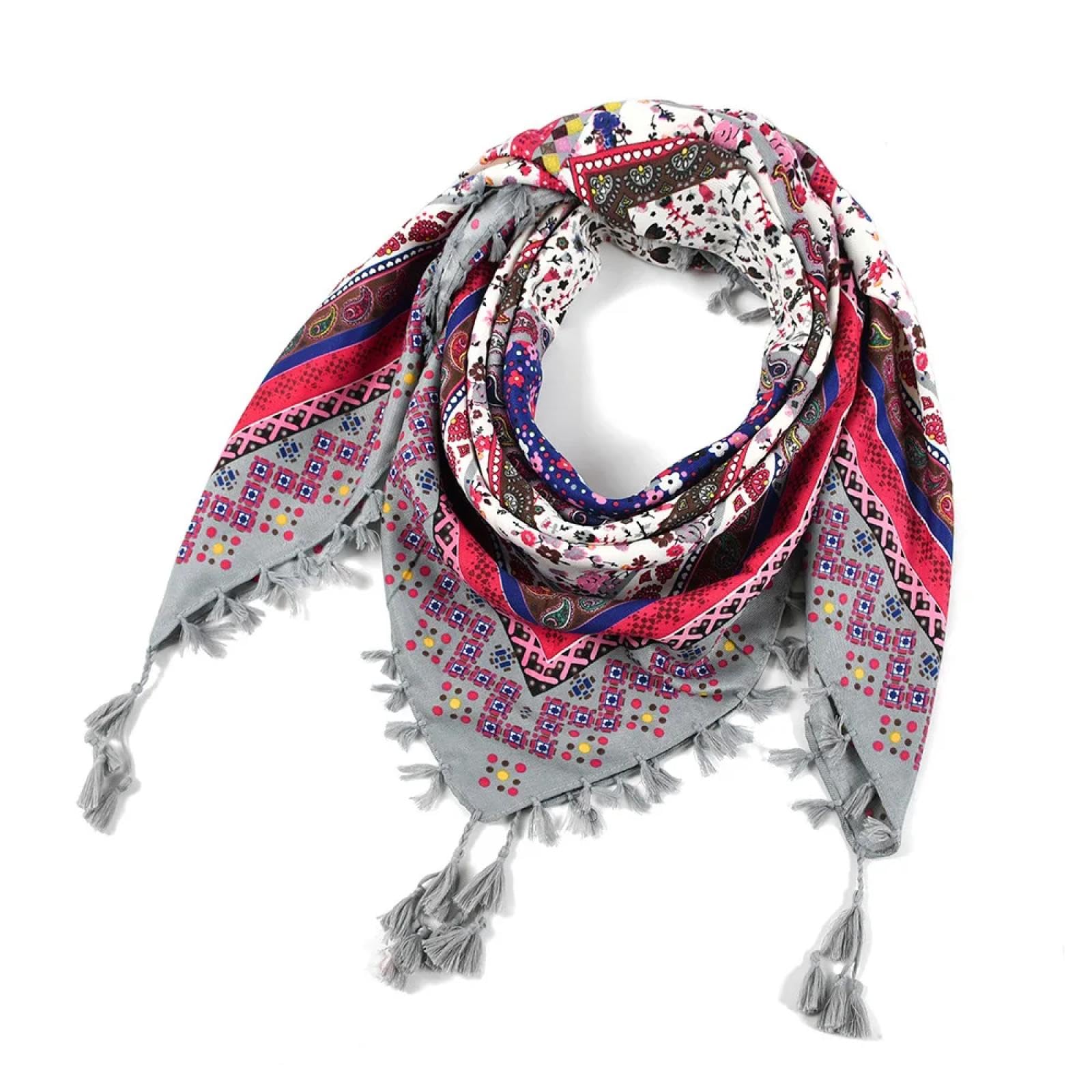Schals Tücher Halstuch Scarf Schal Winter Frauen Damen Bohemian Print Schal Russische Ethnische Wraps Quaste Schals