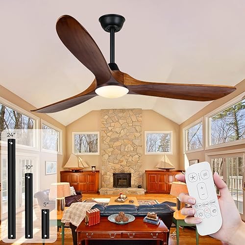 Ventiladores de techo negros de 60 pulgadas con luces y control remoto, ventiladores de techo industriales modernos y grandes, ventilador de techo