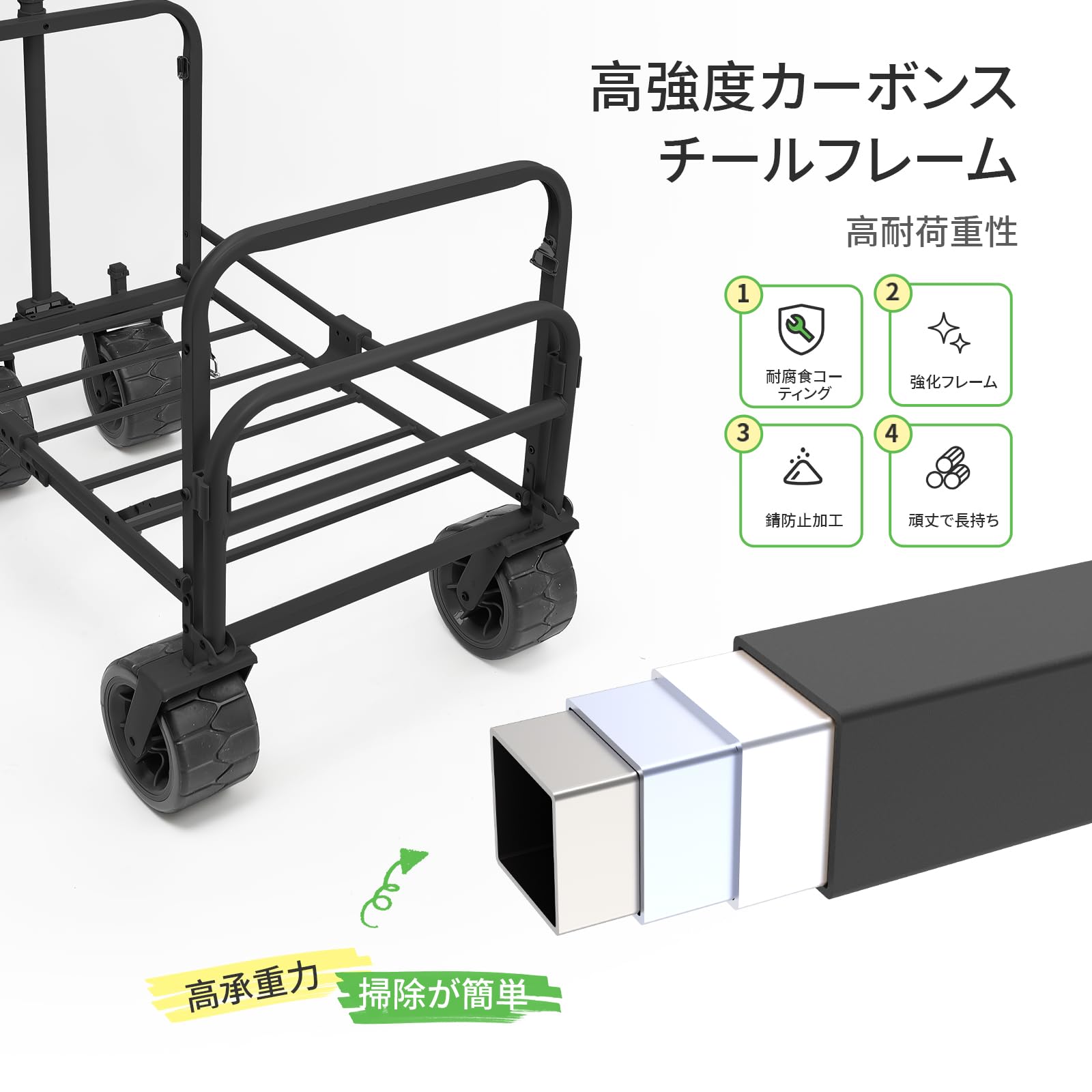 キャリーワゴン 300L大容量 長物対応 後部展開可 耐荷重250kg キャンプ Amazon.co.jp: Aasnsn キャリーワゴン 【300L大容量 長物対応