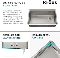 Vista 3 de KRAUS Kore KWU110-30-100-100MB - Lavaplatos de cocina con estación de trabajo, 30 pulgadas, montaje empotrado, cuenco individual, de acero Acero