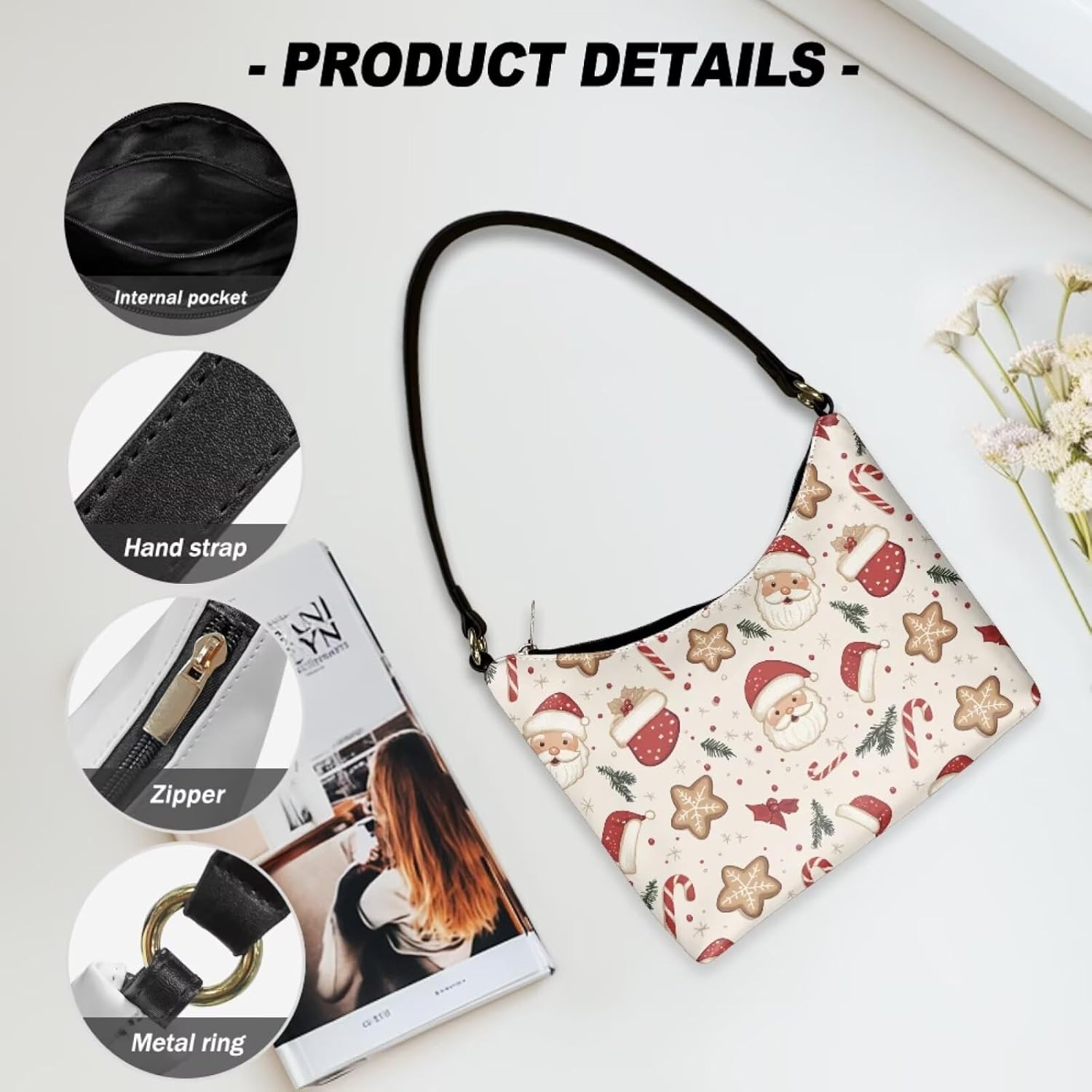 Clutch Tote Handbags Leather Shoulder Purses for Women Lady Crescent Underarm Purse with Inner Pocket - Image 6