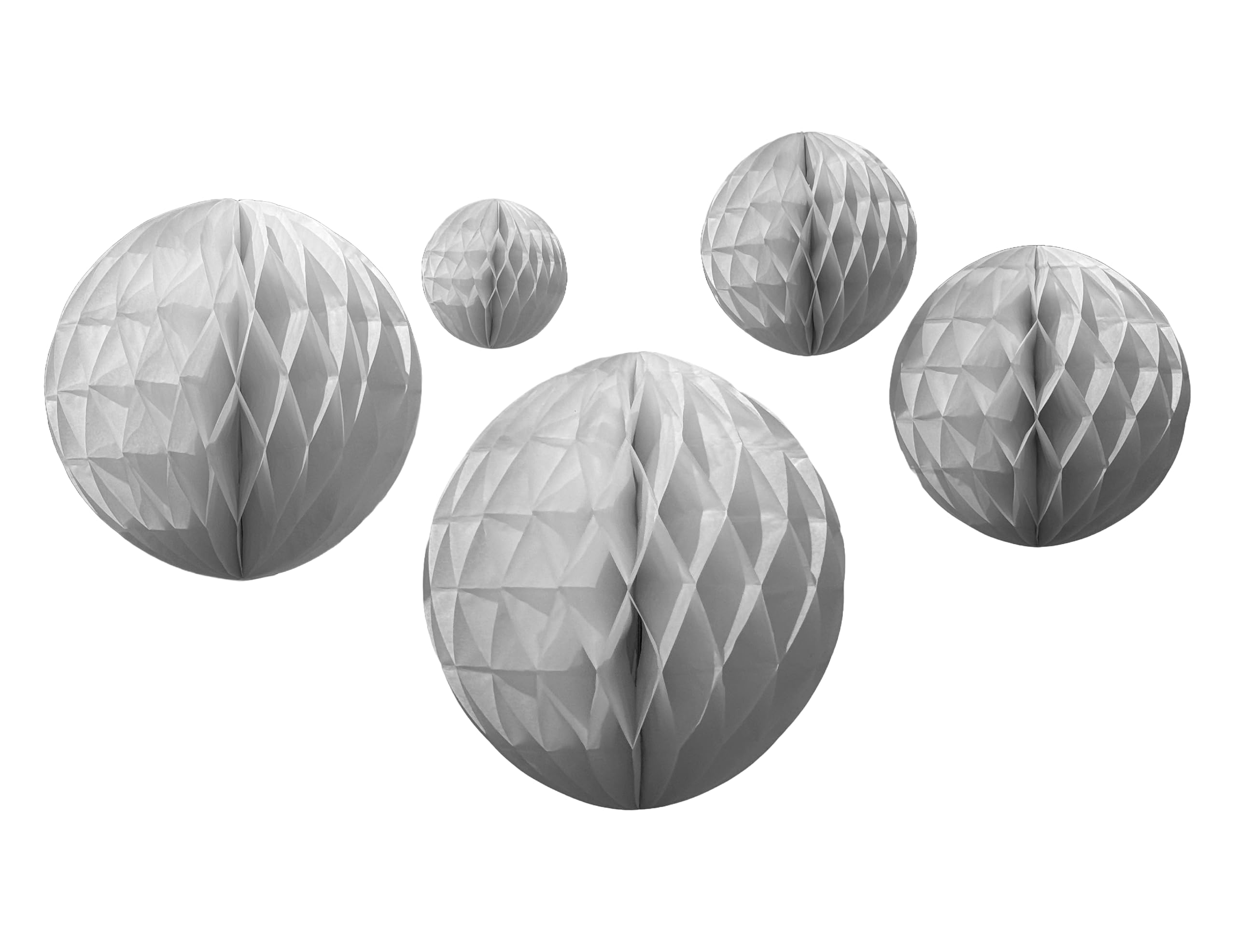 White Paper Honeycombs, 10cm-30cm (5 Pack)
