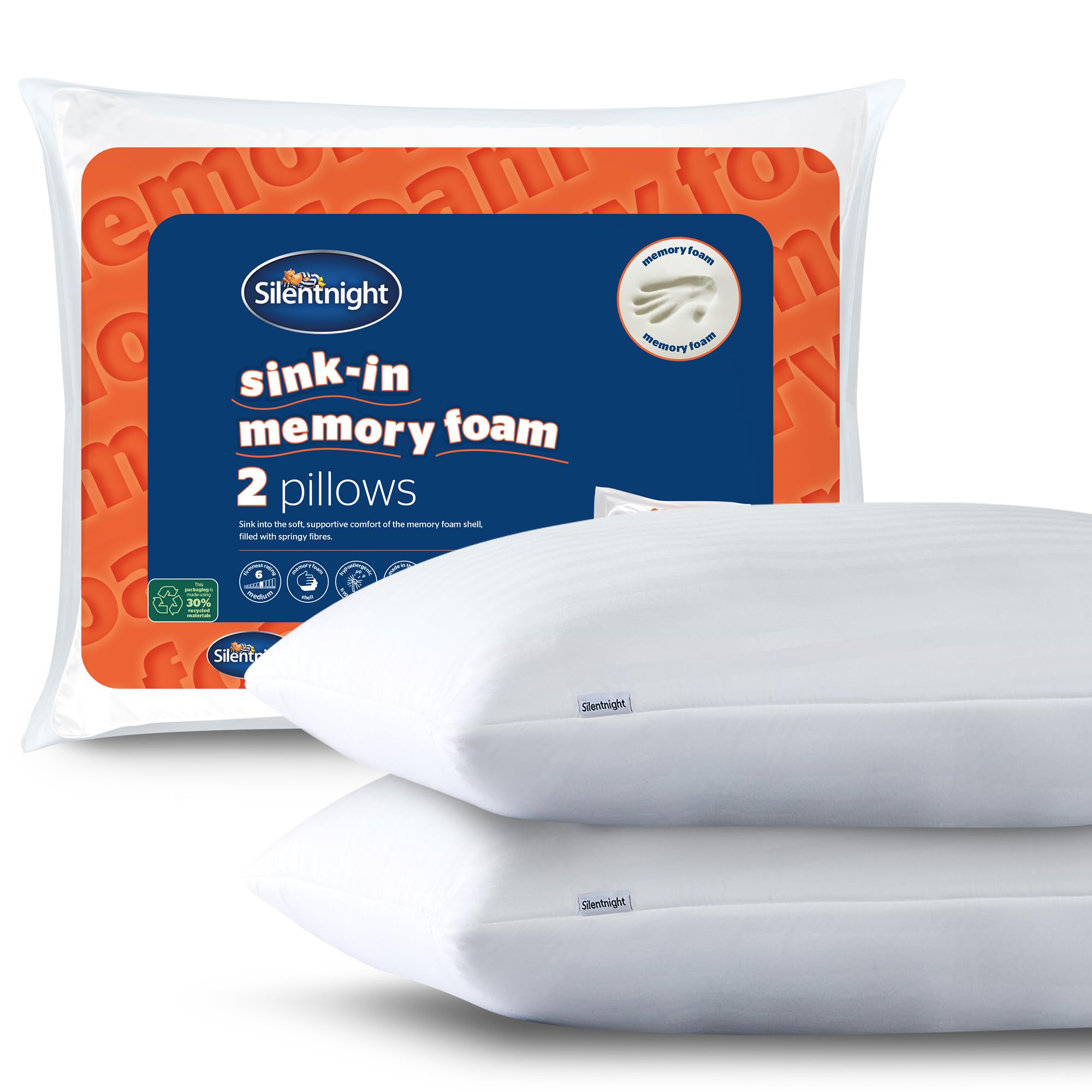 Silentnight Sink-In Memory Foam Shell Pillow Pair