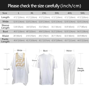 TIDOIRSA Dashiki for Men,Embroidery African Mens Clothing Dashiki Shirts and Pants Outfits 3 Pieces Set