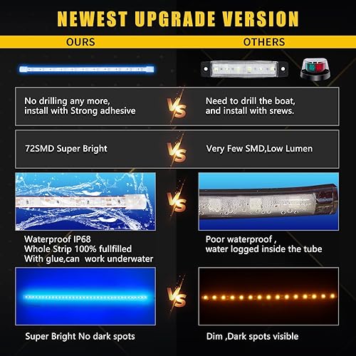 Miniatura 2 de Tira de luz LED azul marino para pesca nocturna, cubierta de cortesía, iluminación de cabina para pontón Jon, barco, kayak, motor, bote bajo,