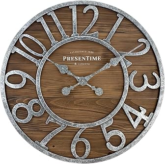 Vintage Distressed Metal Wooden Wall Clocks product image