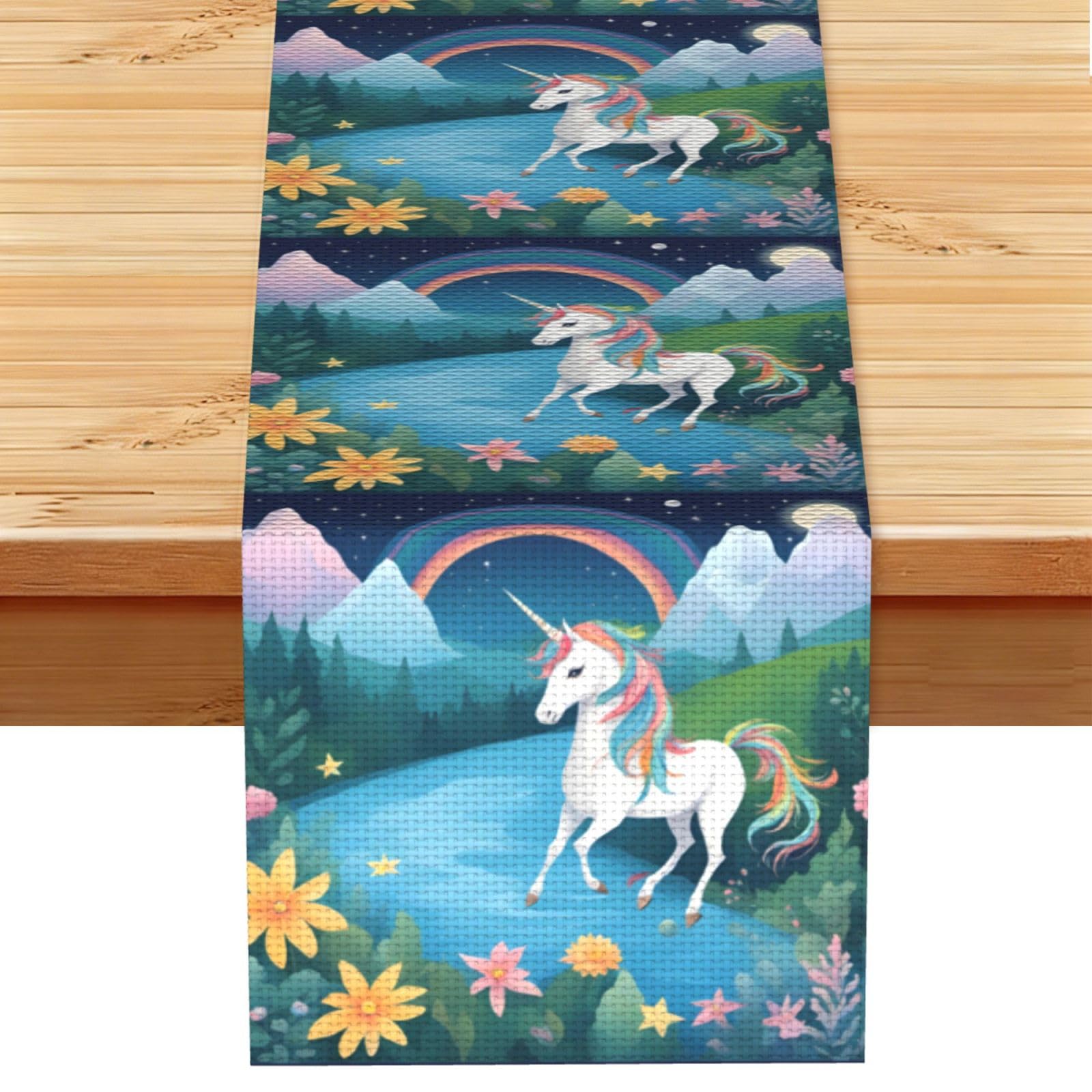 running unicorns Table Runner 13x72 Inch Dining Decor