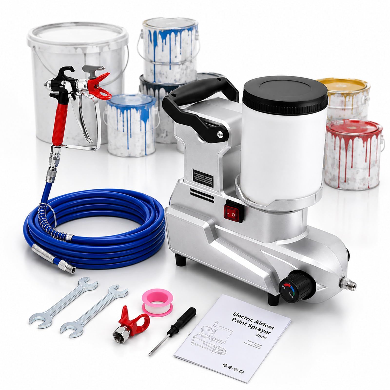 TBANVOO High Pressure Airless Paint Sprayer, 1600W Emulsion Paint Sprayer, 5m/16.4ft Hose, for Water-Based Latex, Commercial & Home Use