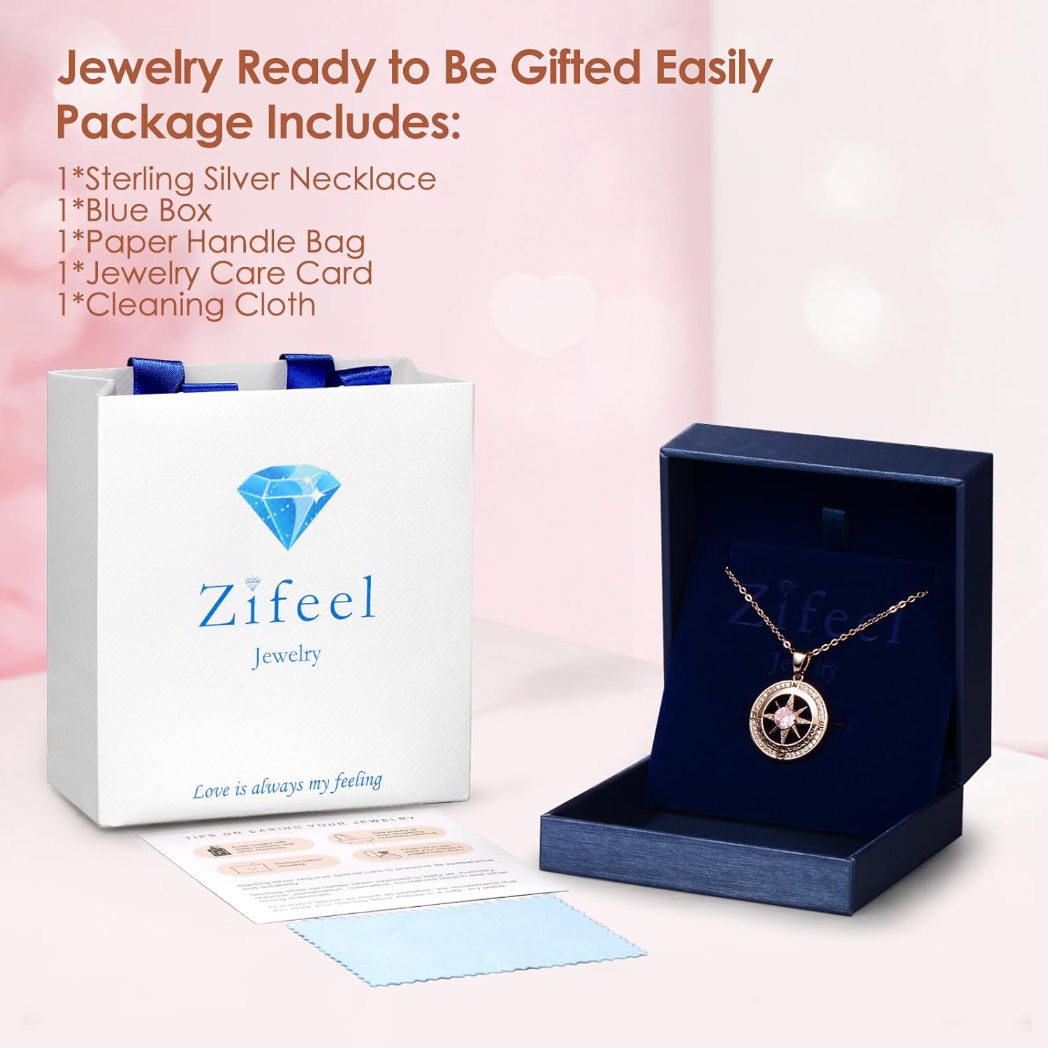 Compass Necklace Gifts for Women wife - S925 Sterling Silver Birthstone Necklaces for Women - Anniversary Birthday Gifts for Her Wife Girlfriend - Valentines Mom Mothers Day Christmas Gifts Jewelry for Women - Image 6