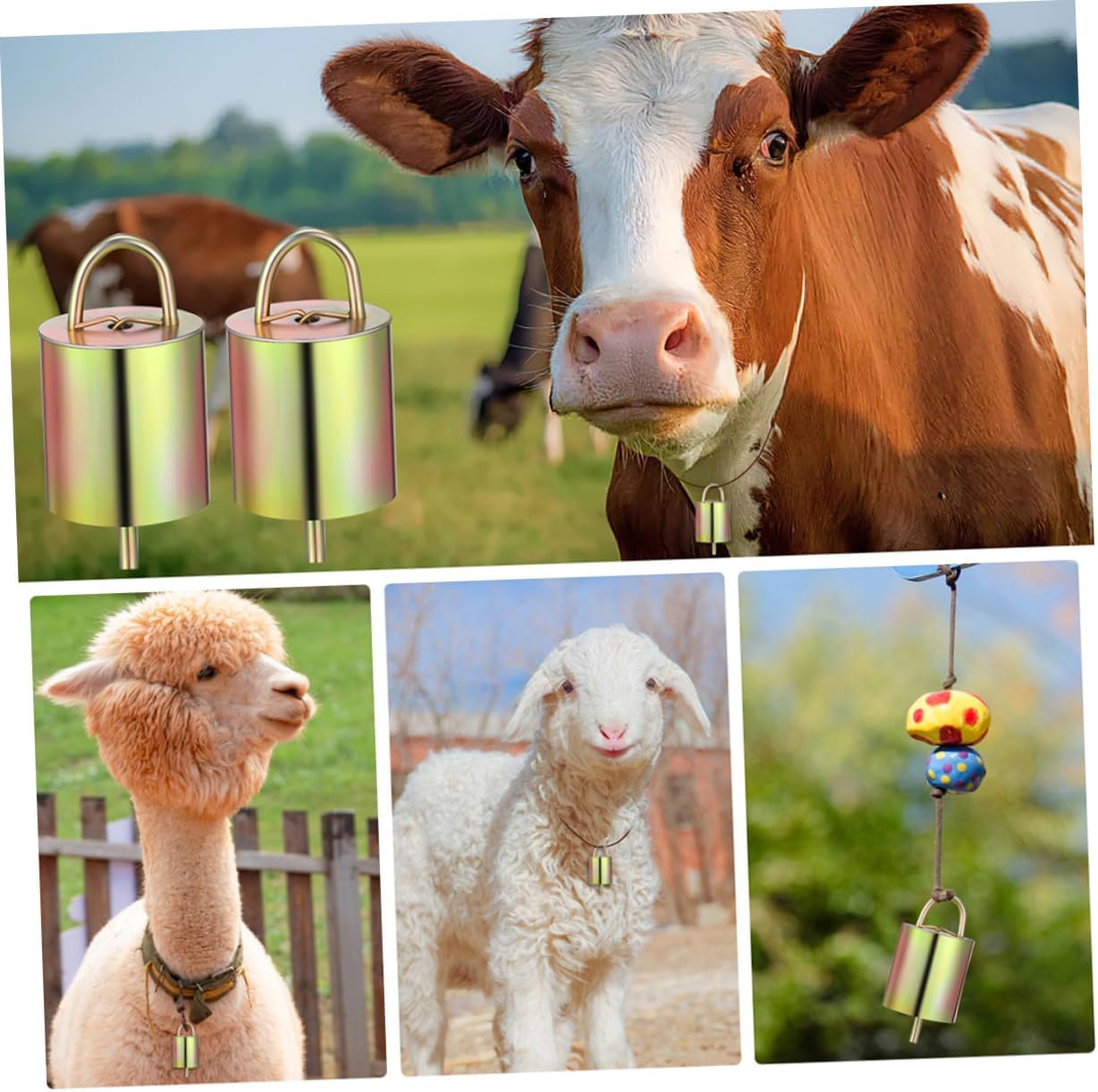 Vintage Metal Bells for Cattle and Sheep Farm Animal Hanging Bells Anti-Lost Loud Sound for DIY Crafts and Decor