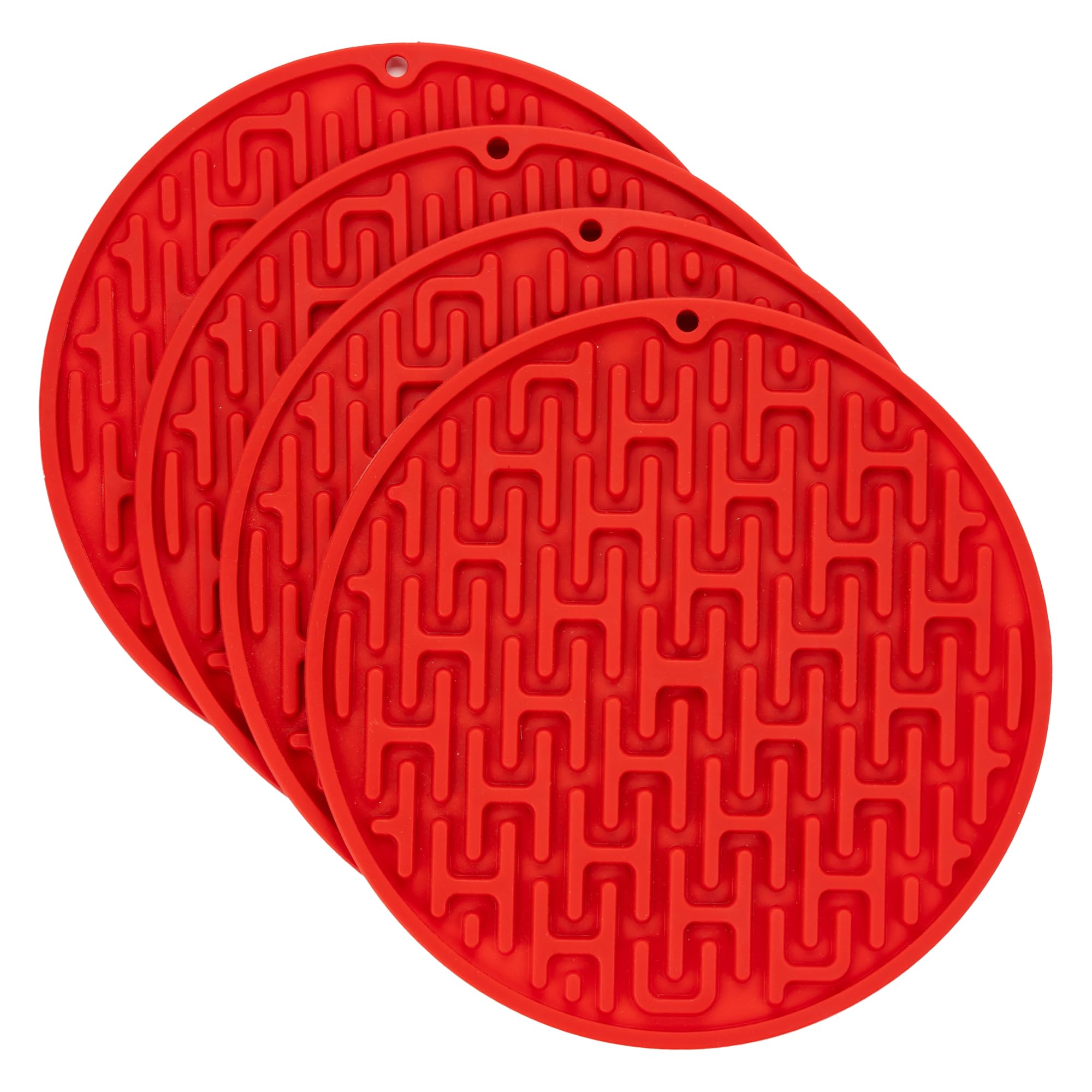 Round Silicone Red Pot Holder,Red Trivets for Hot Dishes,Red Round Silicone Mat,Silicone Trivets Mat for Hot Pot and Pans,Good Grips Silicone Pot Holders Set,Silicone Hot Pads for Kitchen