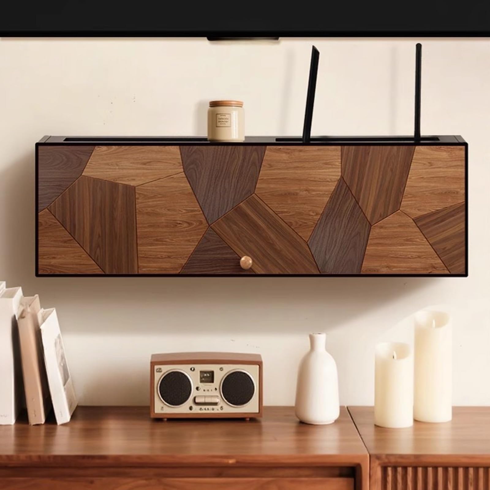 WiFi Router Schrank Aufbewahrungsbox, Router Box Verstecken, WiFi-Aufbewahrungsregal, Kabelmanagement-Organizer, für Schlafzimmer, Wohnzimmer, Büros(60cm/23.6in)