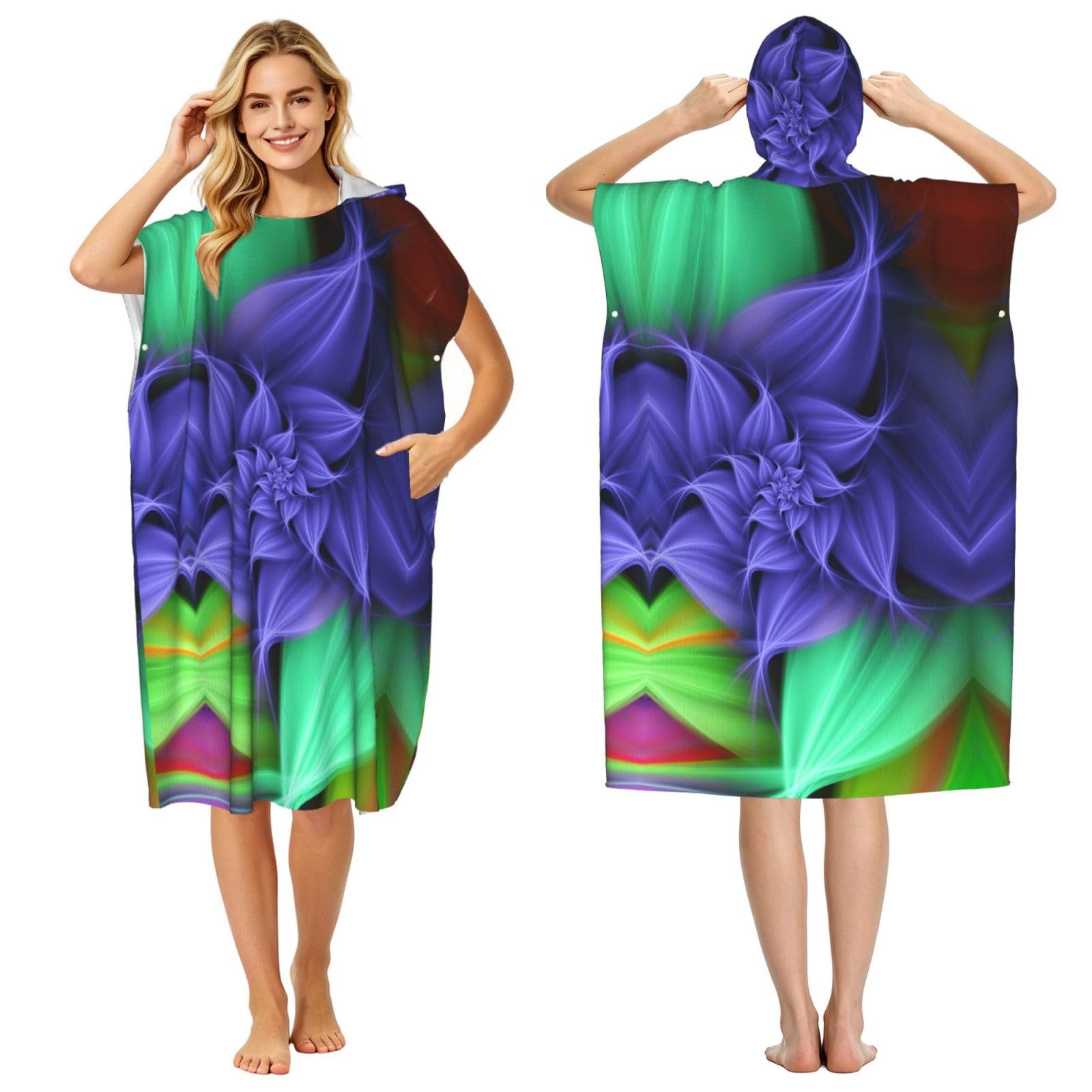 Poncho en tissu éponge léger pour femme et homme, peignoir séchage rapide
