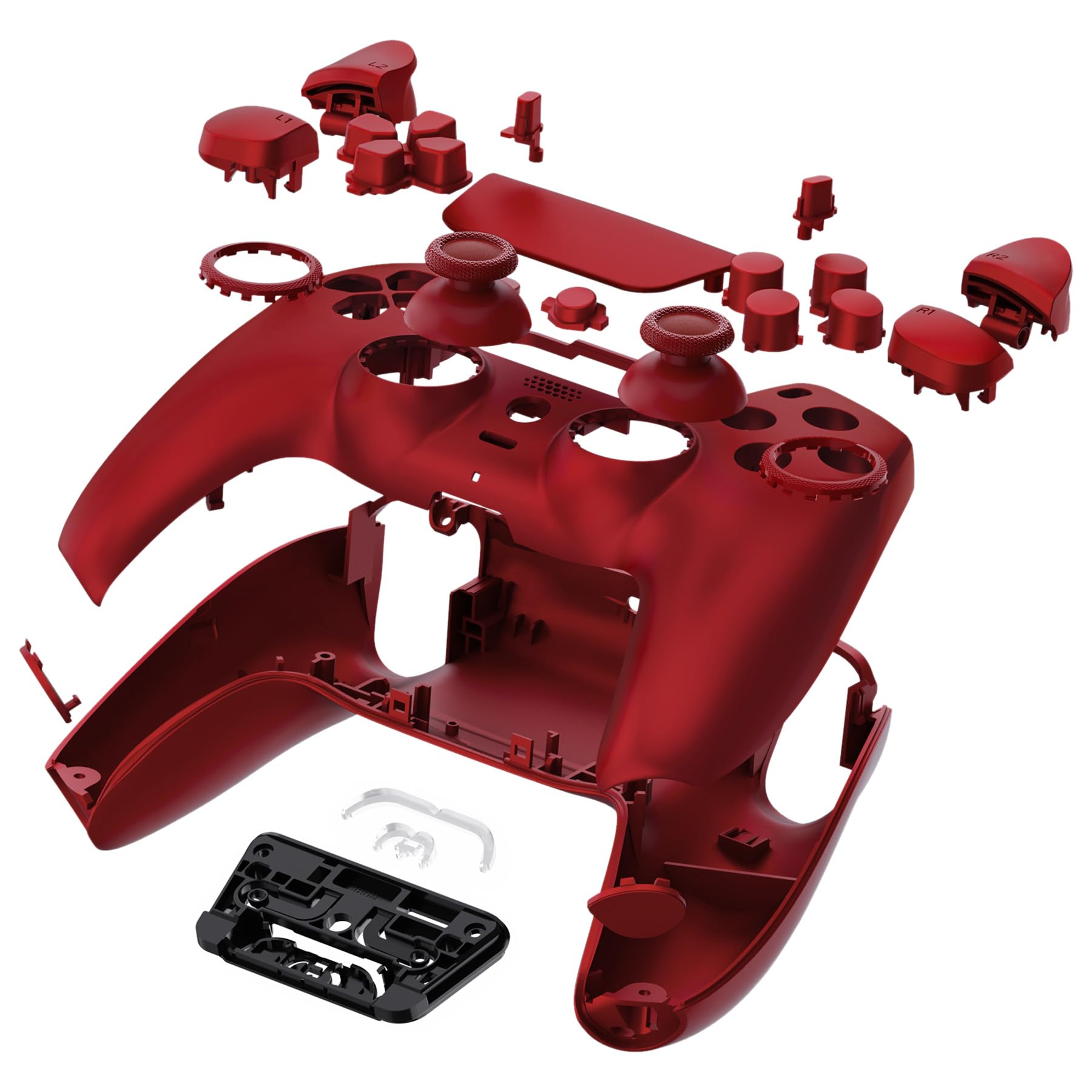 eXtremeRate LUNA Cover Przycisków Obudowa Touchpad Kompatybilny z Kontrolerem ps5 BDM-030/040,Przeprojektowana Wymiana Shell Osłona Case dla Kontrolerem ps5 BDM-030/040-Szkarłatny Czerwony