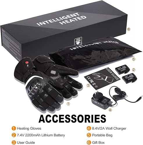 Miniatura 9 de SAVIOR HEAT Guantes térmicos para hombres y mujeres, guantes eléctricos recargables, guantes de esquí con calefacción y guantes de snowboard
