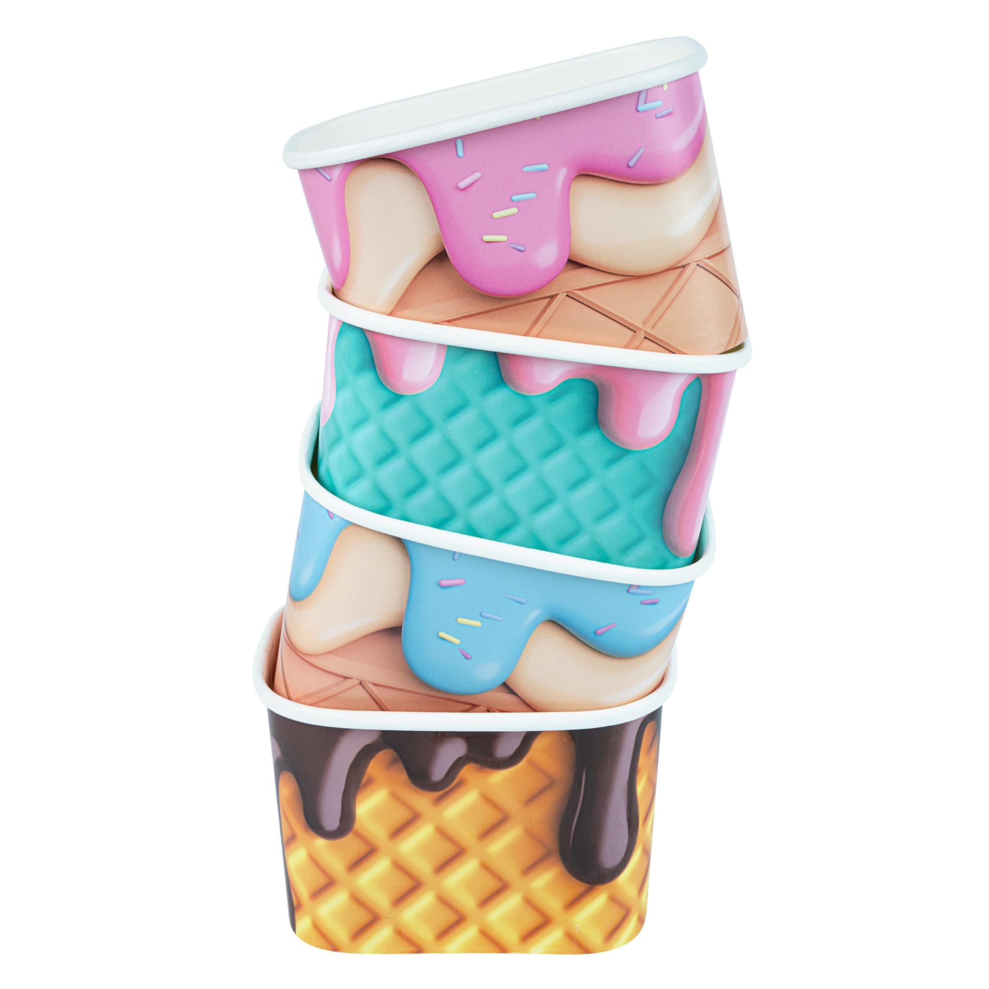 Coppetta 12 Ounce Dessert Cups, 200 Greaseproof Ice Cream Cups - Lids Sold Separately, For Hot And Cold Foods, Assorted Cone Paper Yogurt Bowls, Disposable, Sturdy - Restaurantware