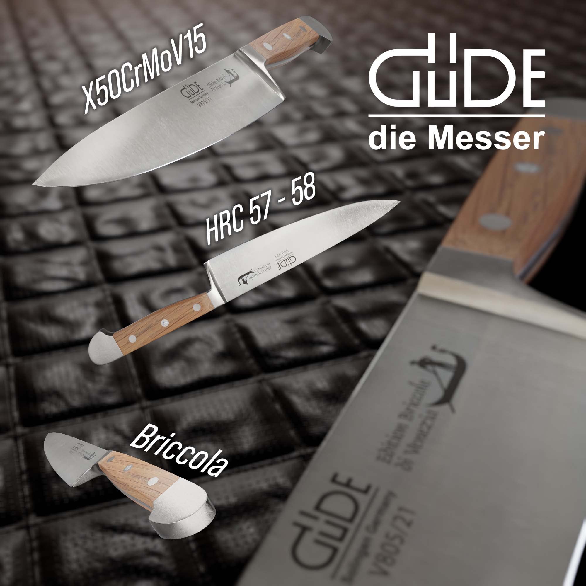Güde Solingen - Coltello cuoco forgiato, 21 cm, legno di briccole, ALPHA-BRICCOLE DI VENEZIA - Coltelli da Chef, doppio collarino, fatto a mano in Germania