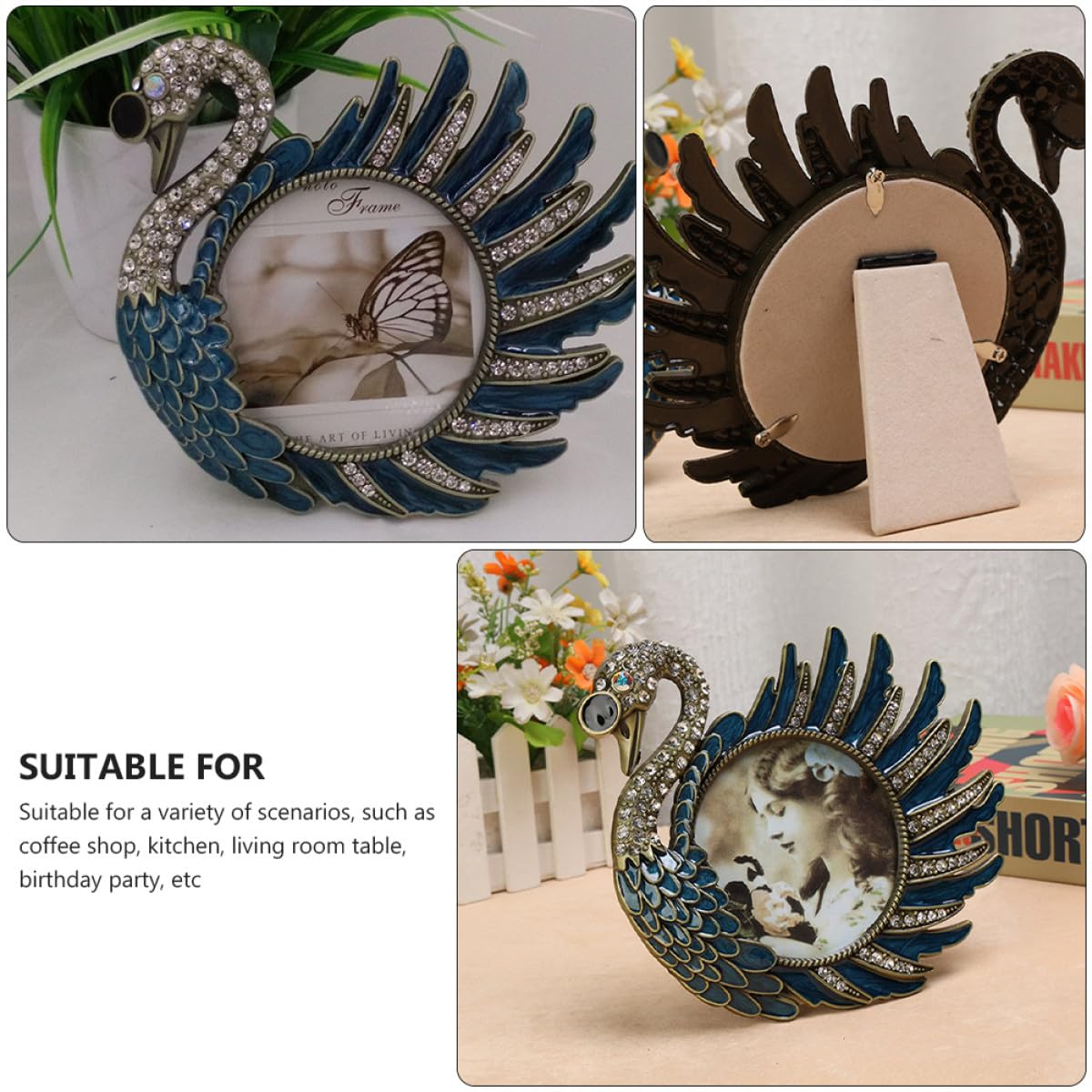 Vintage Schwanen Fotorahmen aus Metall als Dekoratives Wohnaccessoire