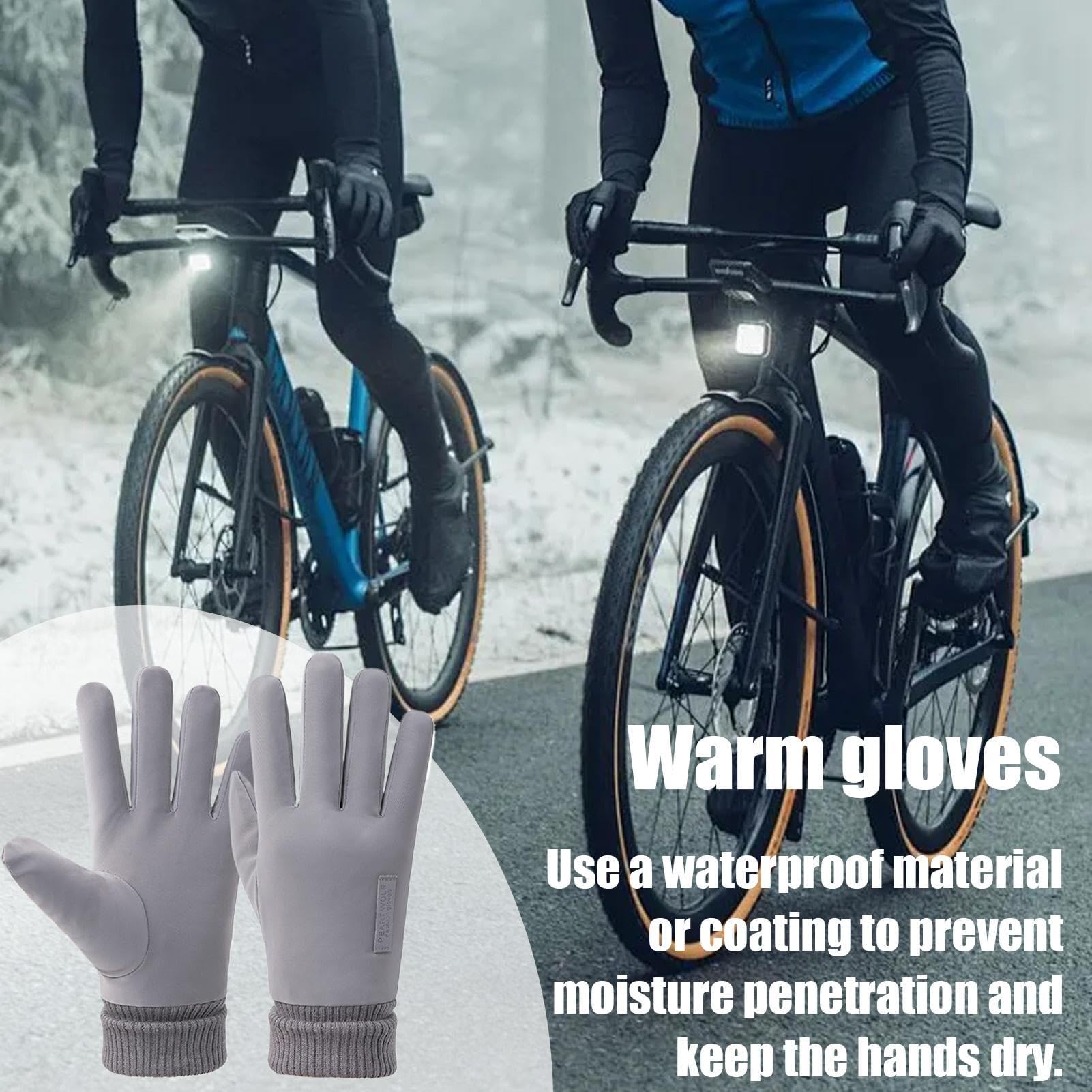 ZH1YFD Winter-Laufhandschuhe – wasserdichte Touchscreen-Handschuhe, wärmeisolierte Schneefäustlinge | rutschfeste, warme Fahrhandschuhe für kaltes Wetter, Winddichte, mit Fleece gefütterte Fäustlinge