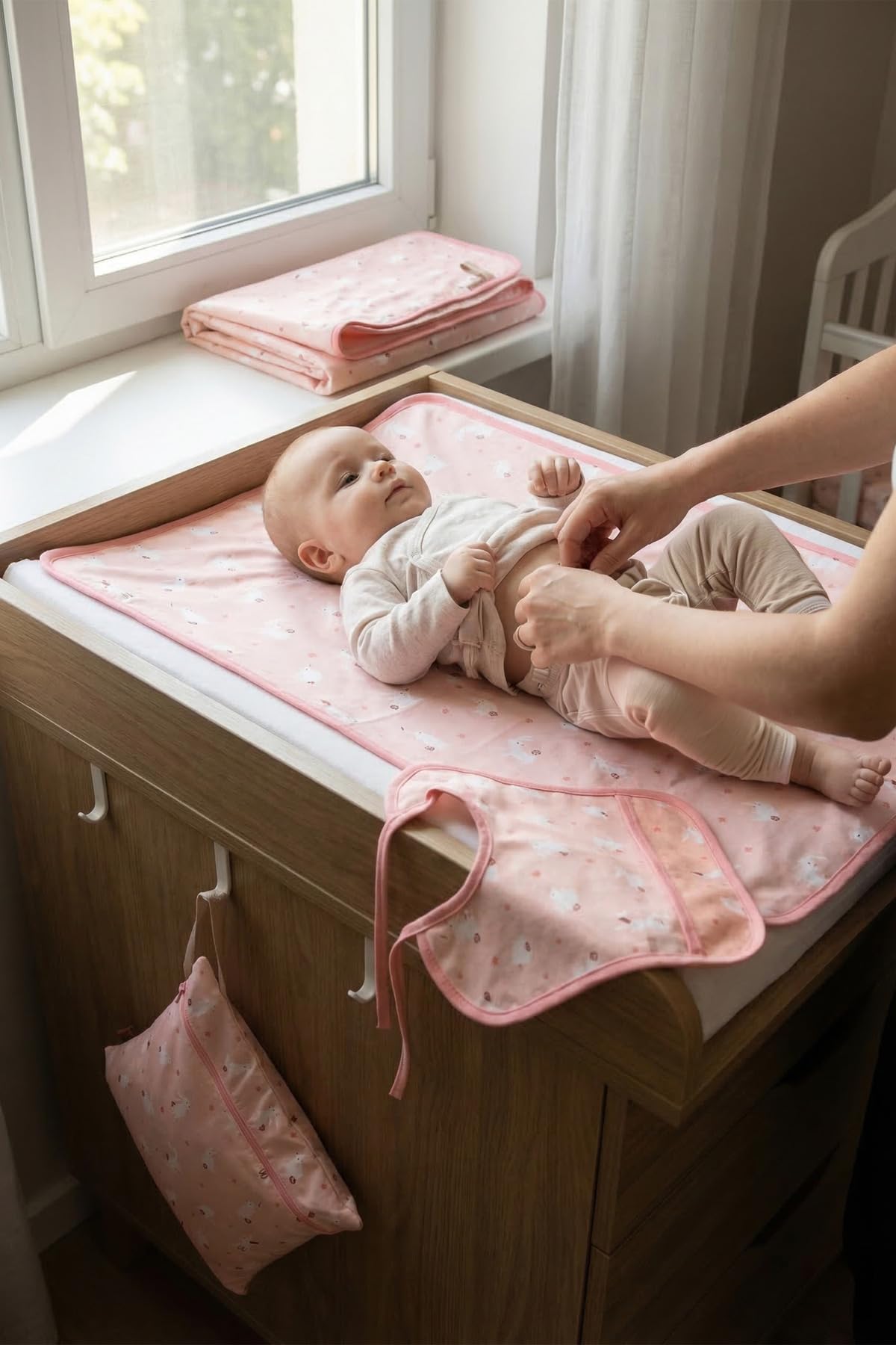 Sıvı Geçirmez 4’lü Bebek Çocuk Alt Açma Etkinlik Örtüsü Çanta Mama Önlük Aktivite Seti Pastel
