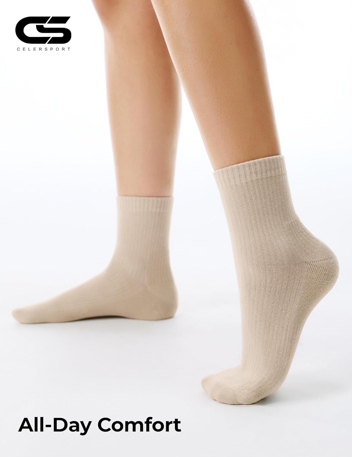 CS CELERSPORT Womens Mini Crew Ankle Socks Cotton Cushioned Running Athletic Causal Socks Soft for Women and Men 5 Pack - Image 7