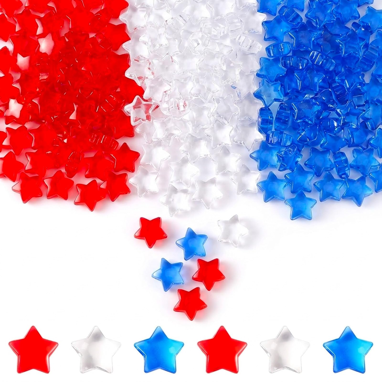 Perles patriotiques en acrylique bleues blanches rouges pour vase Lot de 300